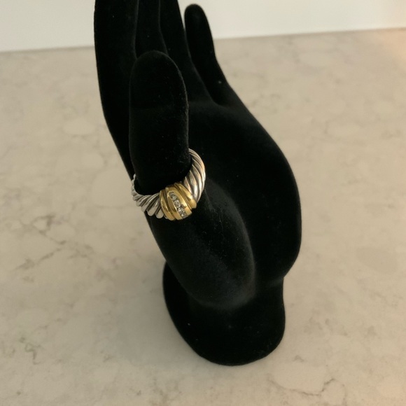 David Yurman Vintage Cable Classics Diamond Dome Ring Sterling & 18K Gold - Picture 8 of 11